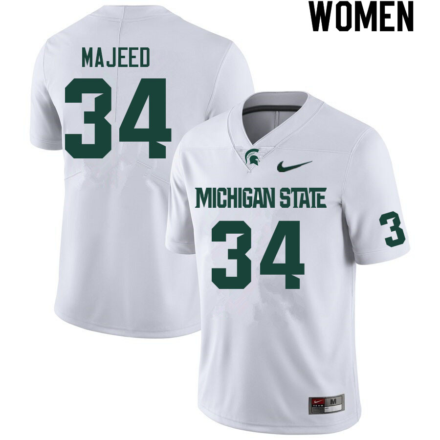 Women #34 Khalil Majeed Michigan State Spartans College Football Jerseys Sale-White